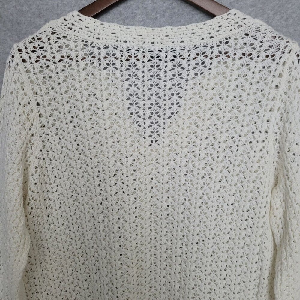 Relativity Womens Crochet Knit Sweater Top Size 1X White Cottagecore Boho NWT - Picture 6 of 16
